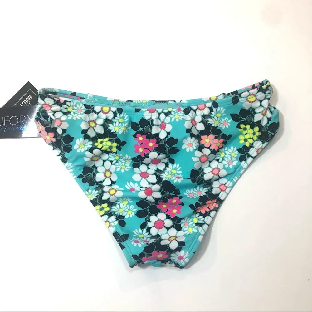 California Waves Floral Strappy Bikini Swim Bottom